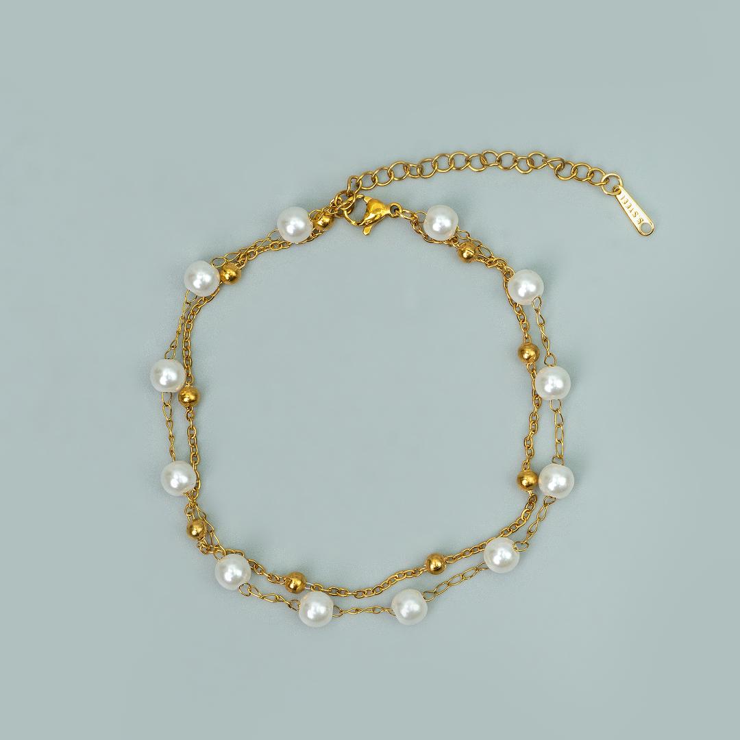 SIBALI Synthetic Pearl Double Bead Chain Anklet/Bracelet Fashion Fashion Accessory for Women