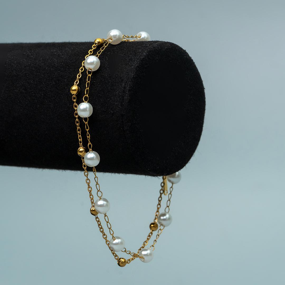 SIBALI Synthetic Pearl Double Bead Chain Anklet/Bracelet Fashion Fashion Accessory for Women