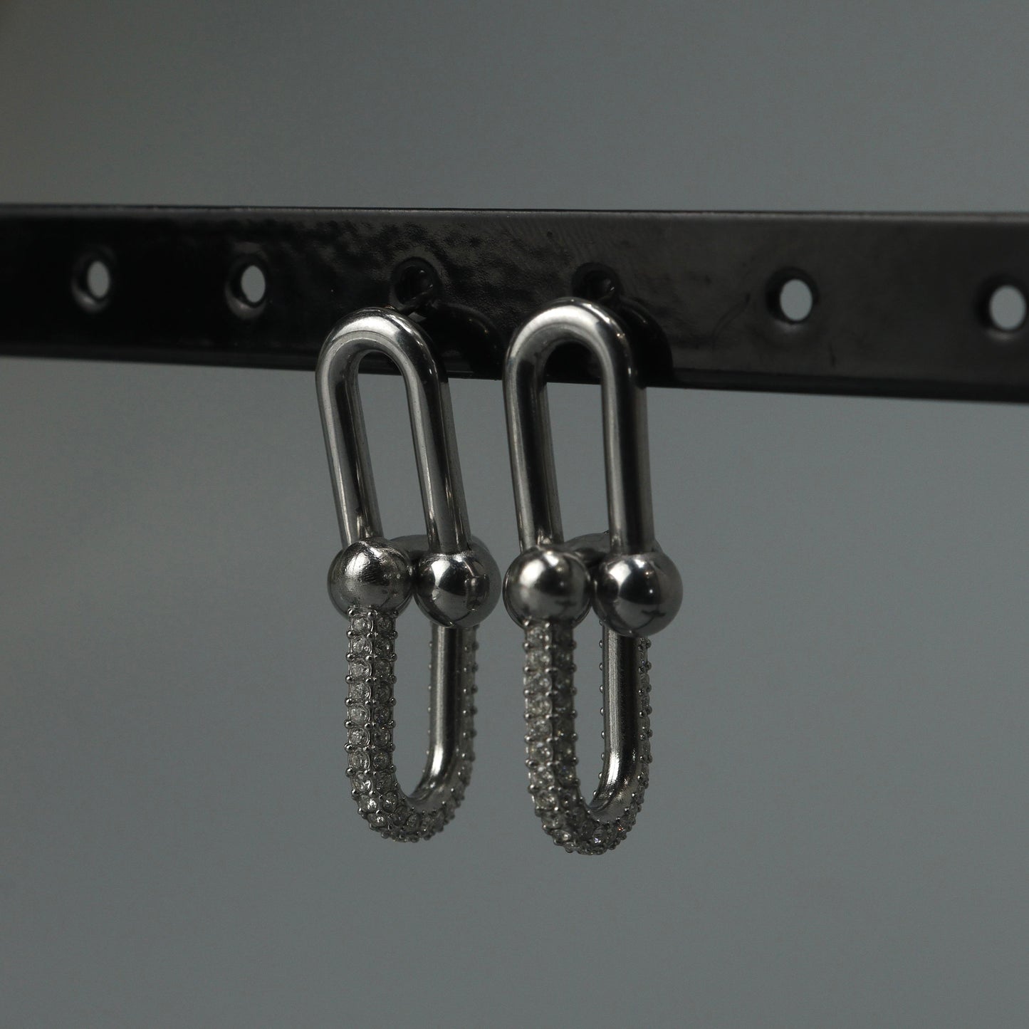 Silver TINAH Buckle Embedded Drop Earrings Women's