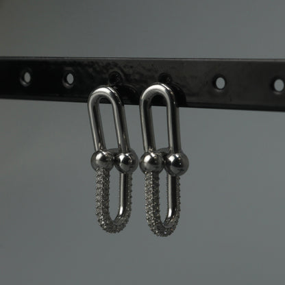 Silver TINAH Buckle Embedded Drop Earrings Women's
