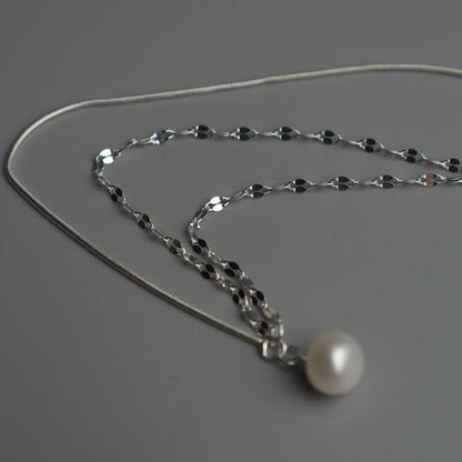 SORSHA S925 Silver Fresh Water Pearl Pendant Triple Dancing Necklace