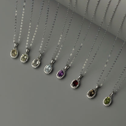 Oval Pendant Natural Citrine Light Yellow Quartz Gemstone S925 Silver Chain Necklace Pawnable with AGCL Certification