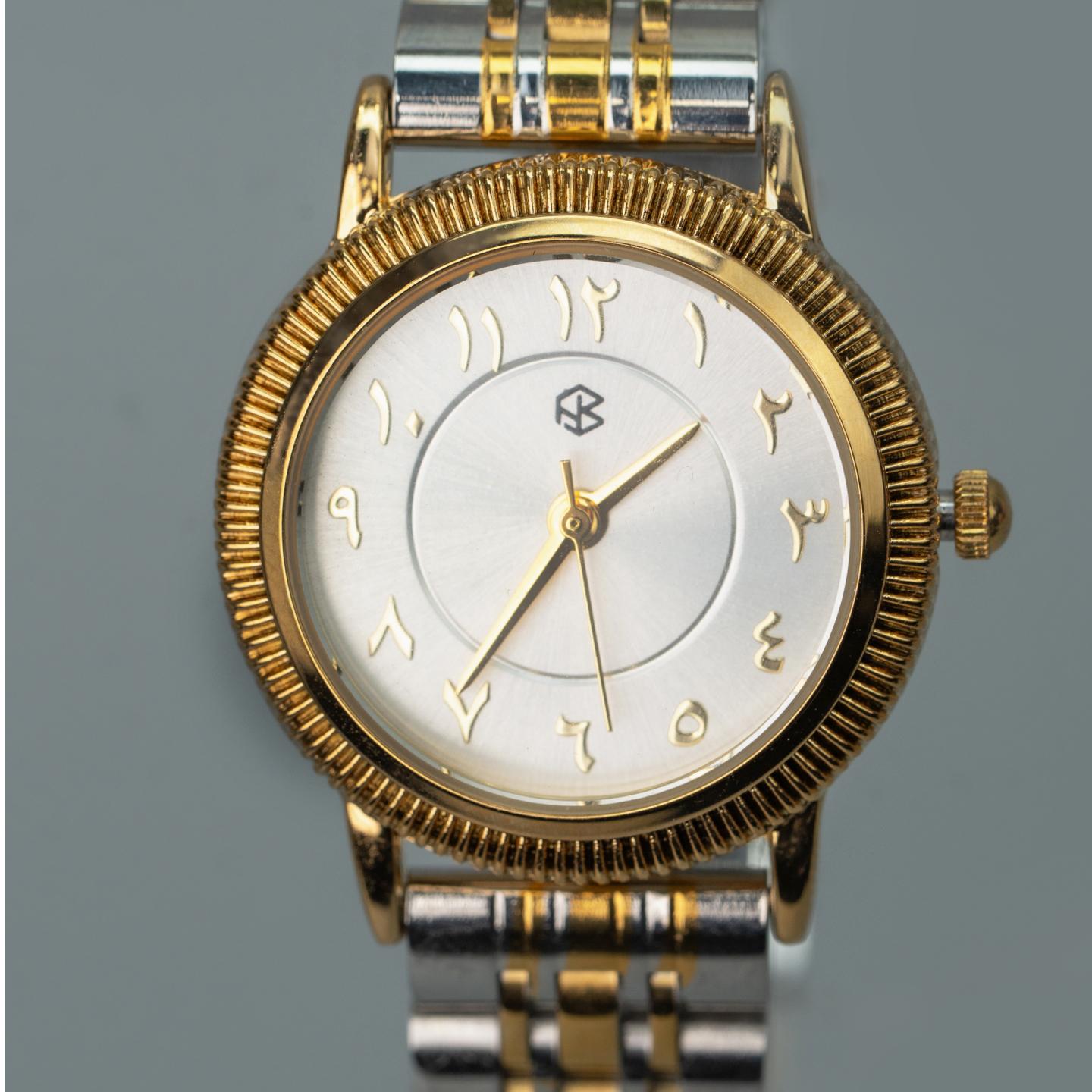 FARES Arabic Number Dial Snake Two-Tone Men's Watch Quartz Movement, Thick Strap Fashion Watch