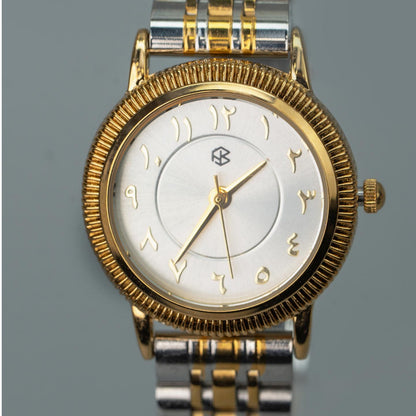 FARES Arabic Number Dial Snake Two-Tone Men's Watch Quartz Movement, Thick Strap Fashion Watch