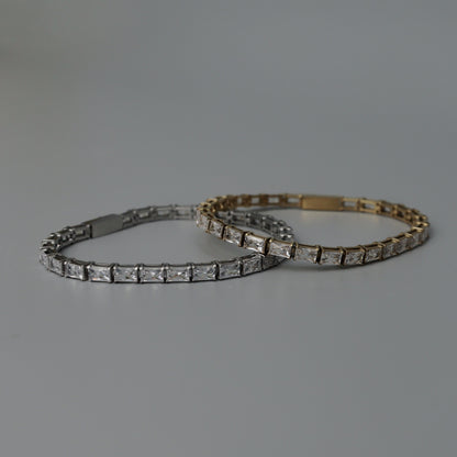 Men Jewelry FINN Gld/Silver Tennis Rectangle Link Bracelet Full Embedded Fashion For Men's