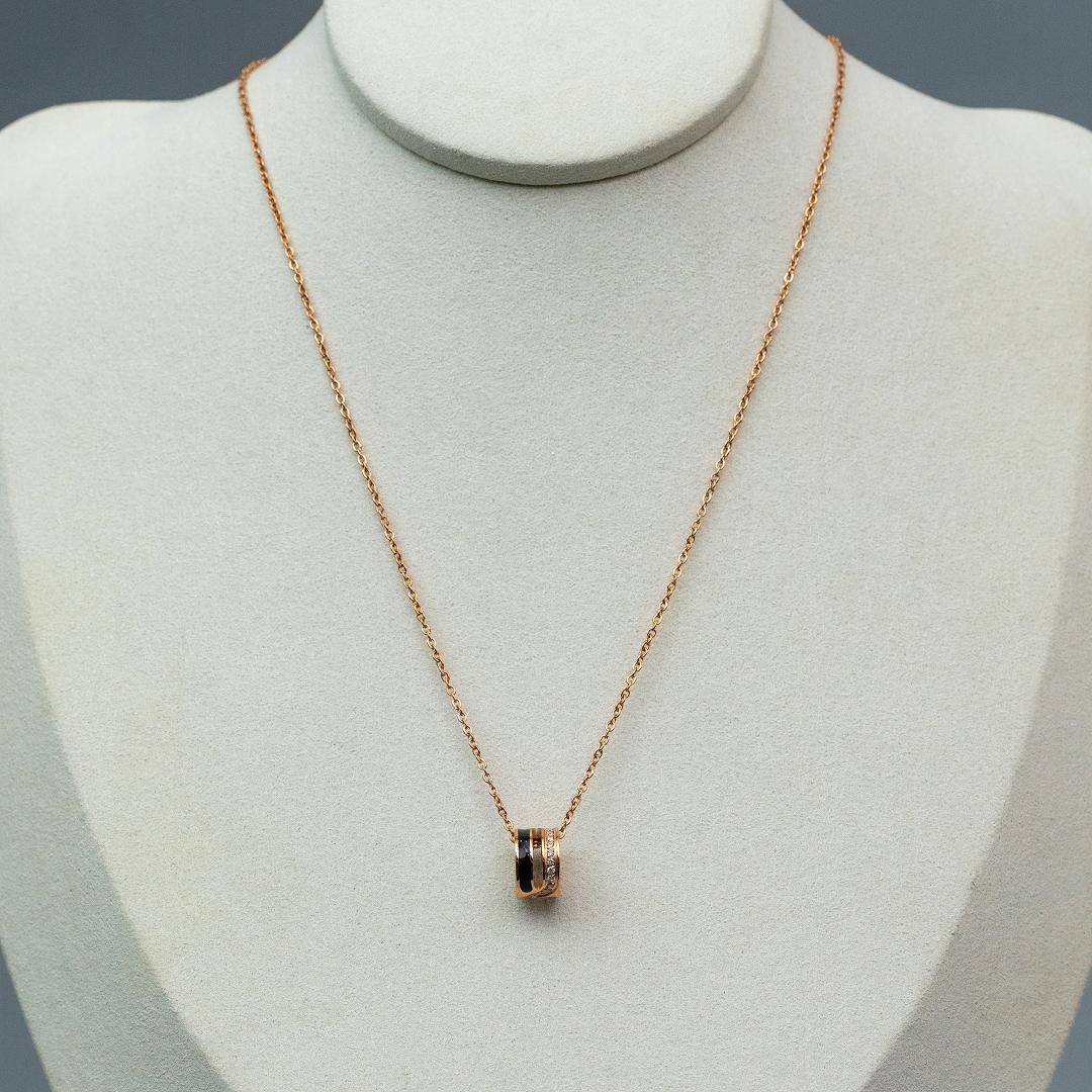 NOLA Rose Gold Geometric Barrel Pendant Chain Necklace For Women's