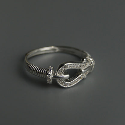 S925 Silver Anchor D-Shackles Sets of Pendant Chain Necklace, Bracelet, And Adjustable Ring