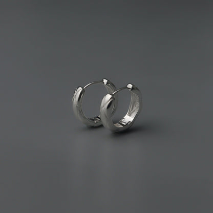 SANA S925 Silver Cross Pattern Huggie Hoop Earrings