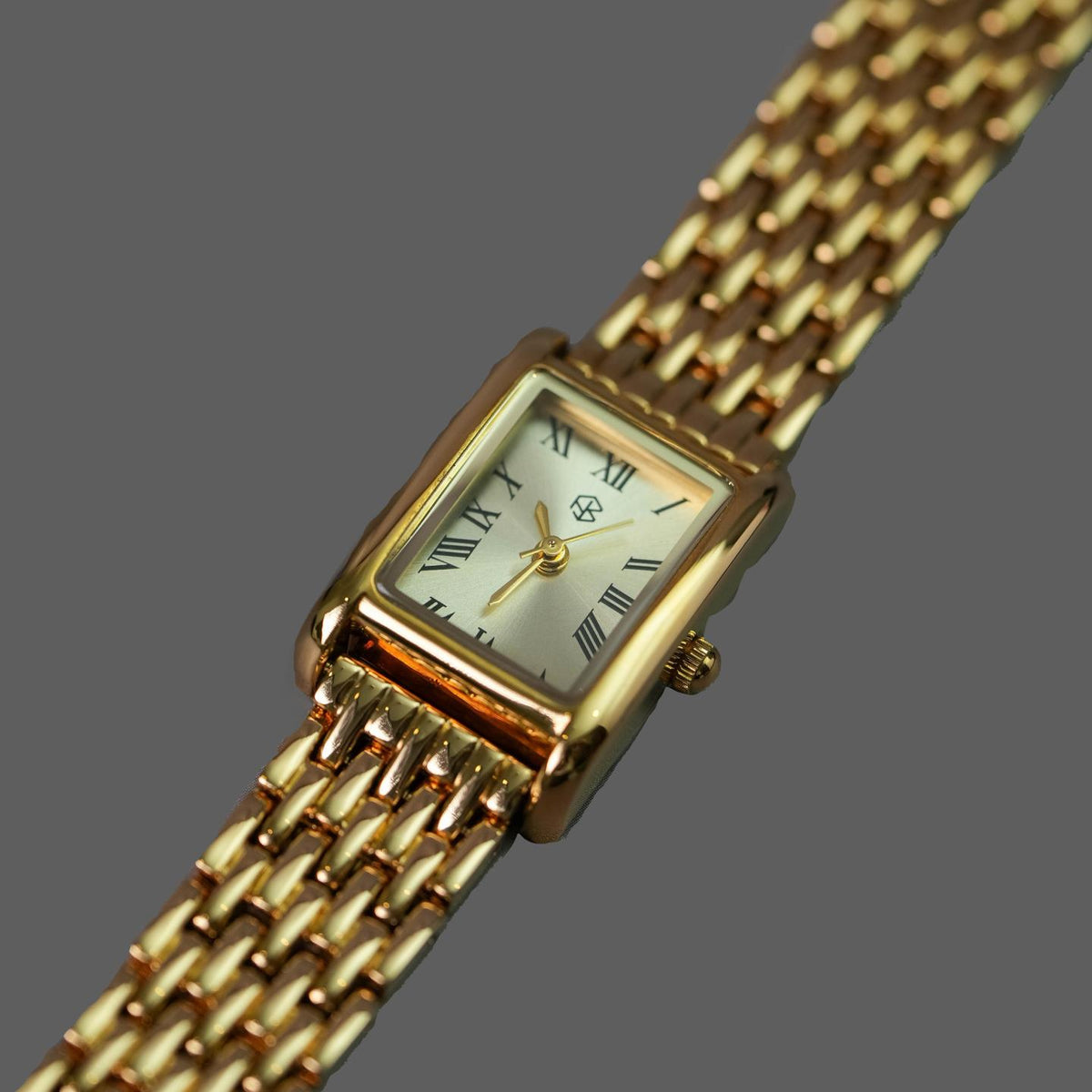 ZORIN Gold Rectangle Roman Numerical Women's Fashion Watch