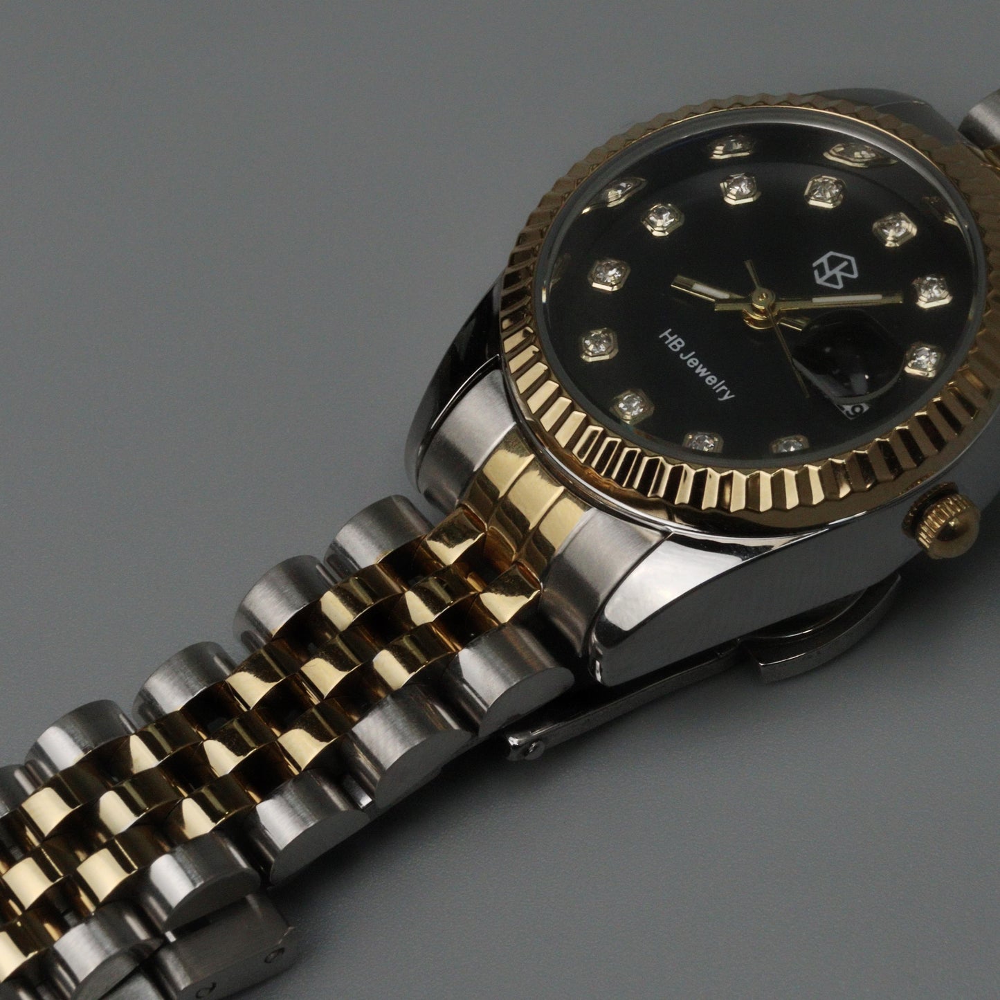 MAUDE Two-Tone Black Dial Quartz Thin Strap Fashion Watch