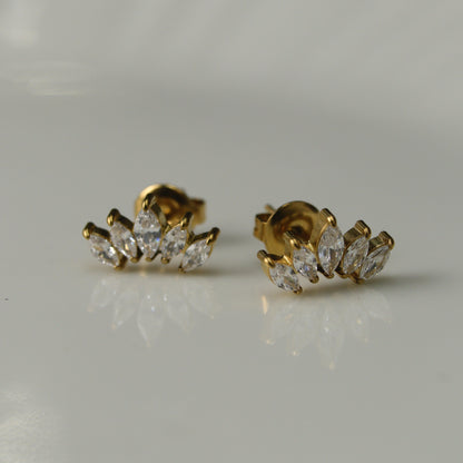 ECLAIR Small Curve Oval Shape Stud Earrings For Women's