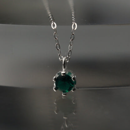 Birth Month Stones S925 Silver Pendant Chain Necklace for Women