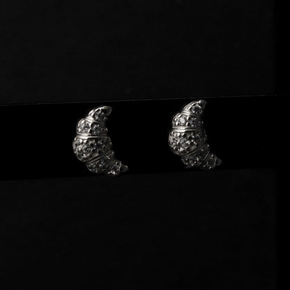 BUN S925 Silver Croissant Shape Stud Earrings