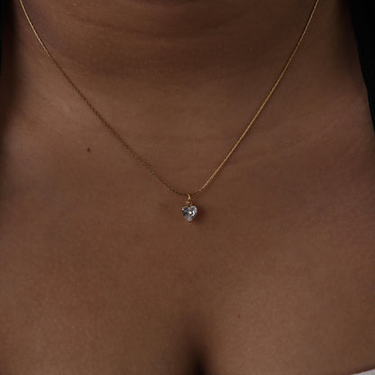 MARJ Heart Pendant Glass Thin Link Chain Necklace