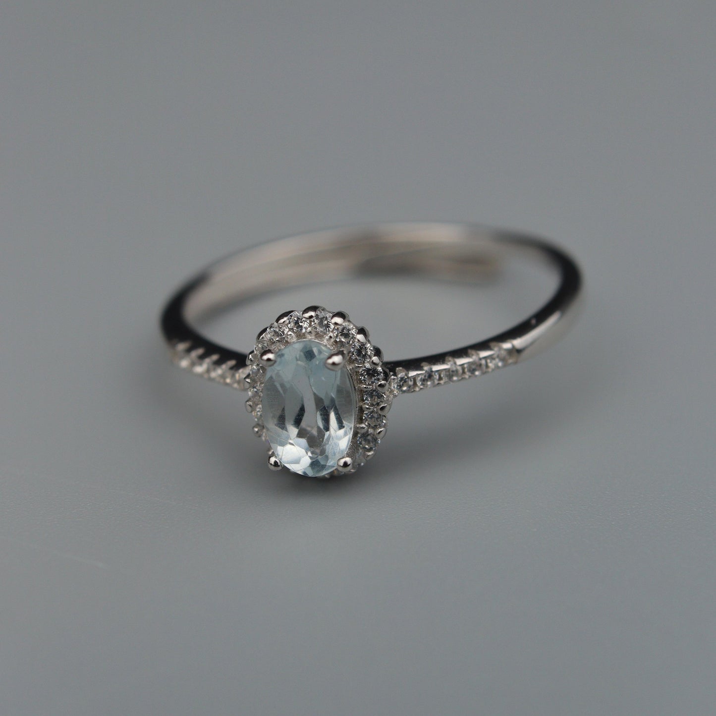 Silver Adjustable Ring Topaz Gemstone Pawnable Women's Accessories with AGCL Certification