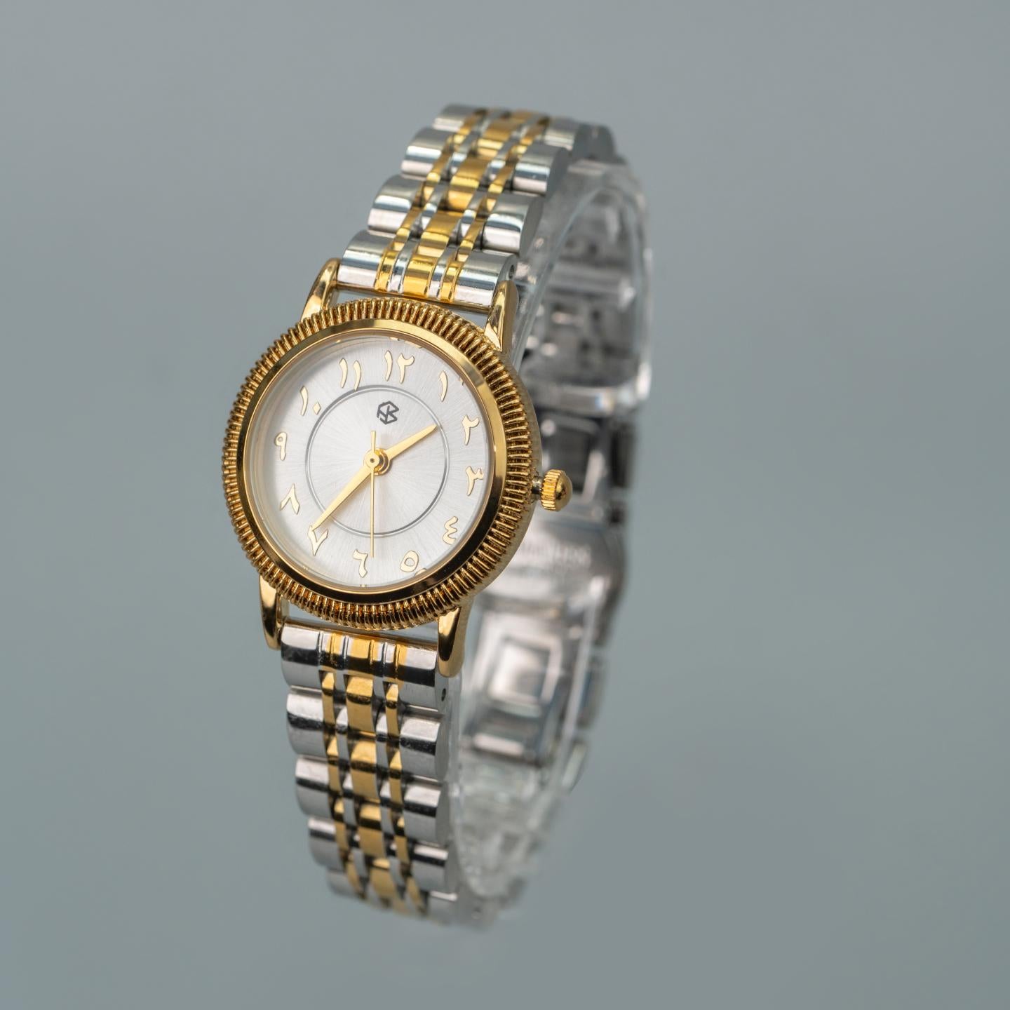 FARES Arabic Number Dial Snake Two-Tone Men's Watch Quartz Movement, Thick Strap Fashion Watch