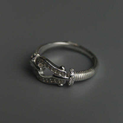 SARINA S925 Silver Anchor D-Shackles Adjustable Ring