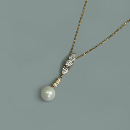 ORBELLEA-PERLUNE Synthetic Pearl Drop Chain Necklace For Women's