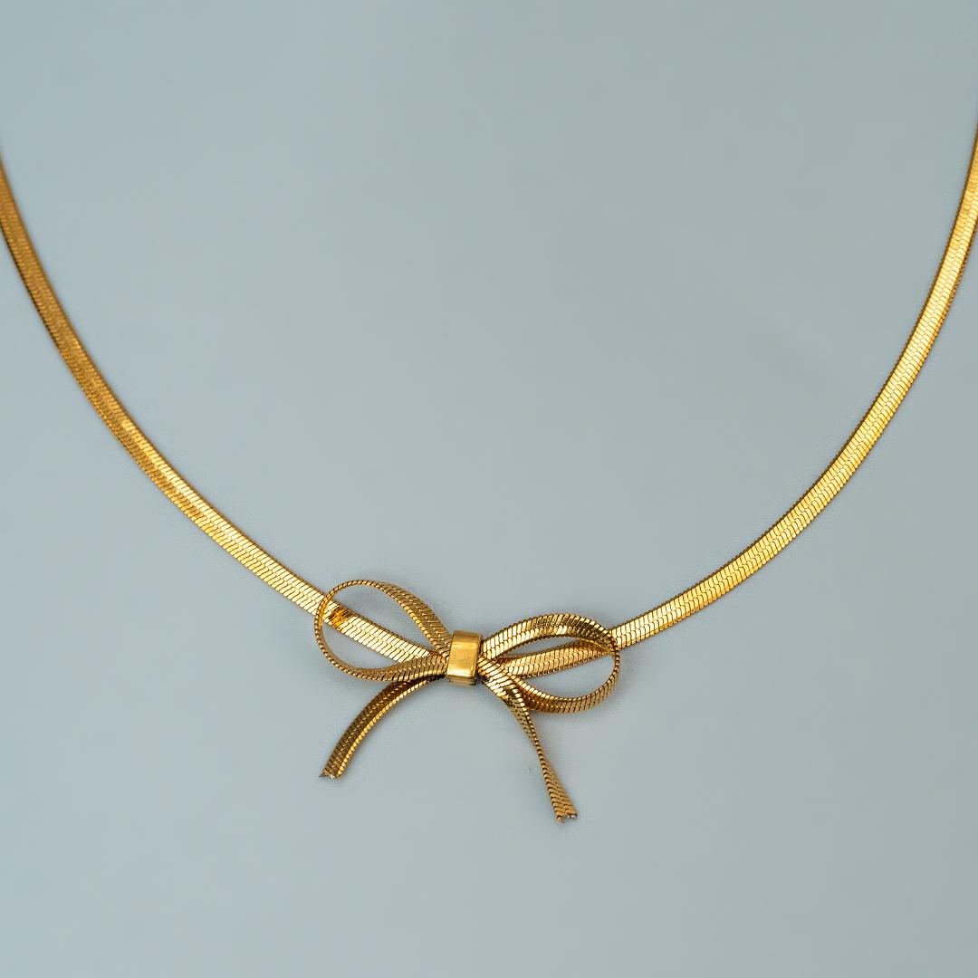 SELA Ribbon Choker Flat Necklace For Women's