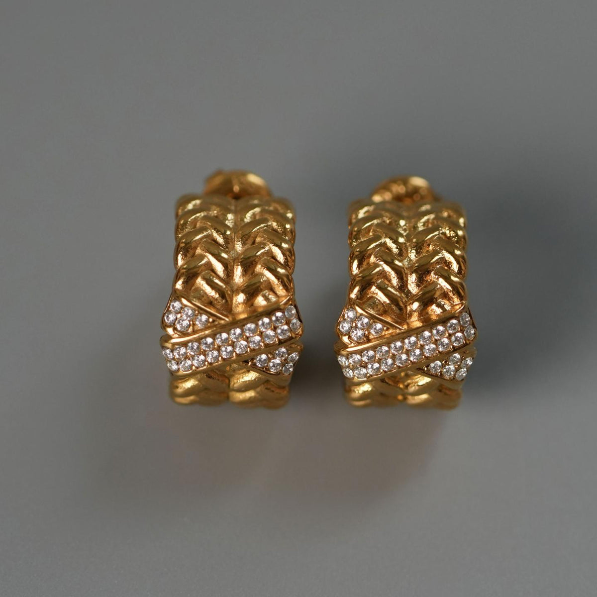 AUREX 15mm C Shaped Braided X Hoop Earrings for Women's