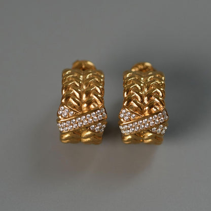AUREX 15mm C Shaped Braided X Hoop Earrings for Women's