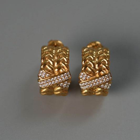 AUREX 15mm C Shaped Braided X Hoop Earrings for Women's