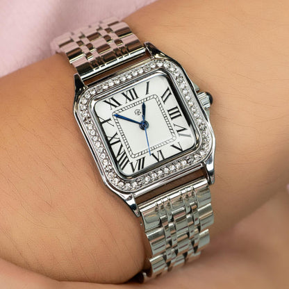 FROSTELIX Silver Ice Rectangle Roman Numerical Minimalist Unisex Watch