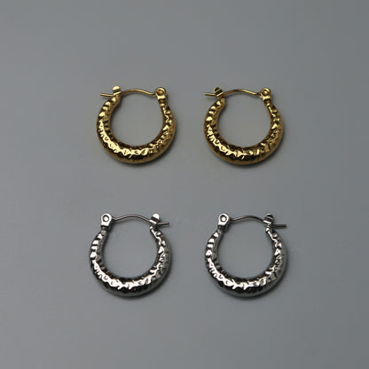 GARETT Gld/Silver Hammered Style Hoop Earrings