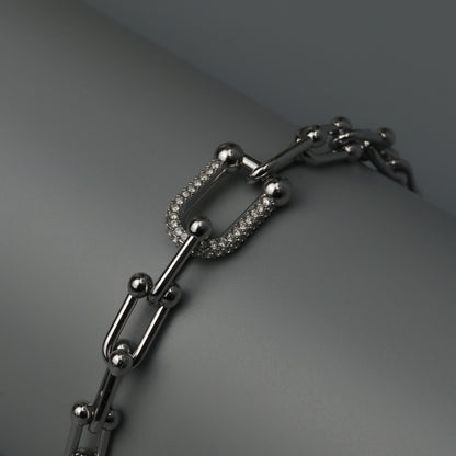 Silver BENICE Centered U Full Embedded Hollow Buckle Bracelet Fashion For Women