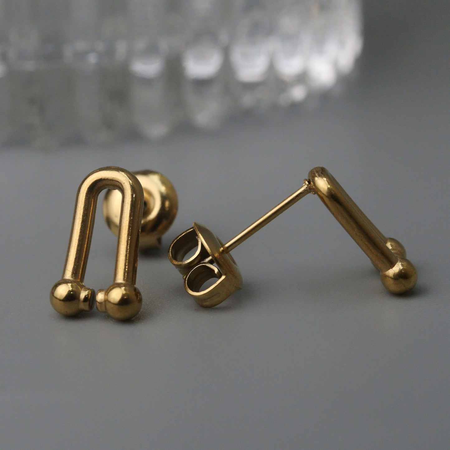 LIEAME Mini Buckle Stud Earrings Women's