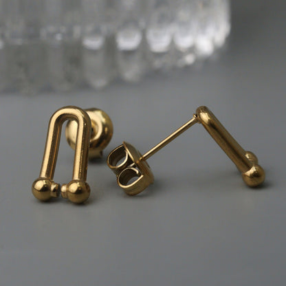 LIEAME Mini Buckle Stud Earrings Women's