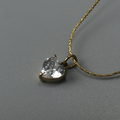 MARJ Heart Pendant Glass Thin Link Chain Necklace