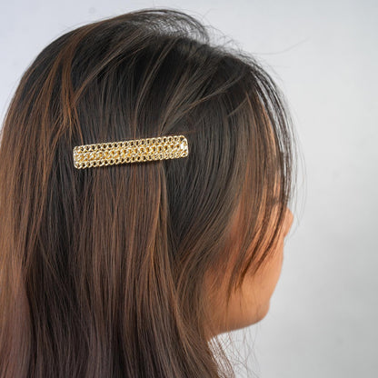 Hair Clip SHIRAZ Gold Cuban Chain Bar Clip for Women – Double Row