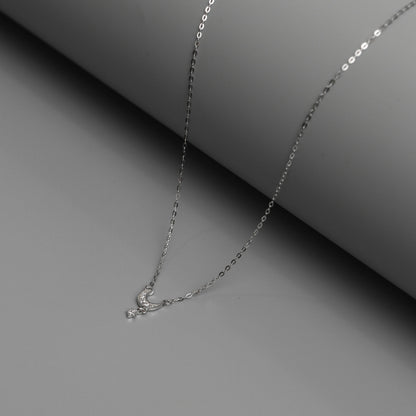 STELLUNE S925 Silver Crescent Moon Chain Necklace for Women