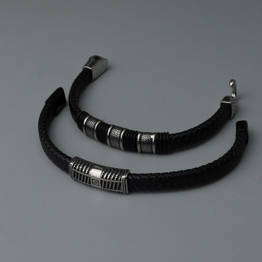 Men Jewelry MAEL Black Snake Charm Leather Bracelet Fashion Accessory for Men