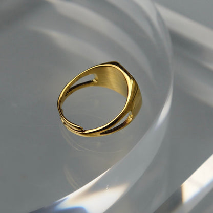 IZHA Gld/Silver Square Centered Embedded Adjustable Ring