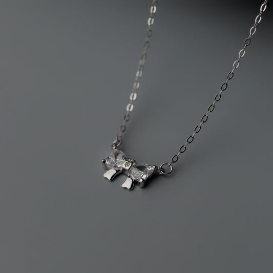 CADE S925 Silver Mini Bow Tie Ribbon Pendant SN00028