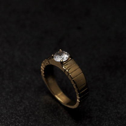 LOEN Fluted Band Style Engagement Ring for Women