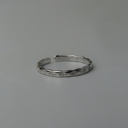 S925 Silver Versatile Shapes Embedded Adjustable Ring Women's