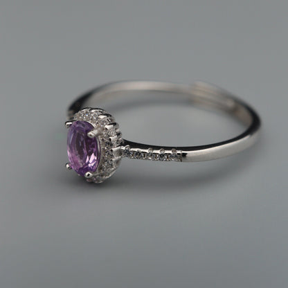 Silver Adjustable Ring Amethyst Gemstone Pawnable Women's Accessories with AGCL Certification