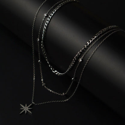 SHRYDER Silver 3 Layered Star Necklace
