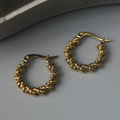GUS Gold/Silver Twisted Hoop Earrings