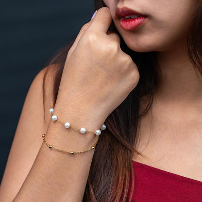 SIBALI Synthetic Pearl Double Bead Chain Anklet/Bracelet Fashion Fashion Accessory for Women