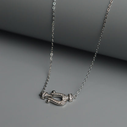 SAROLTA S925 Silver Anchor D-Shackles Necklace