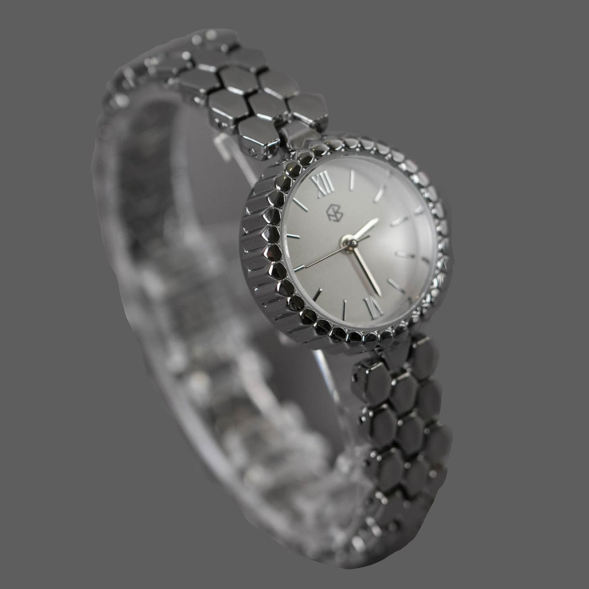 ZELVO Silver Round Hexagon Style Strap Women's Fashion Watch