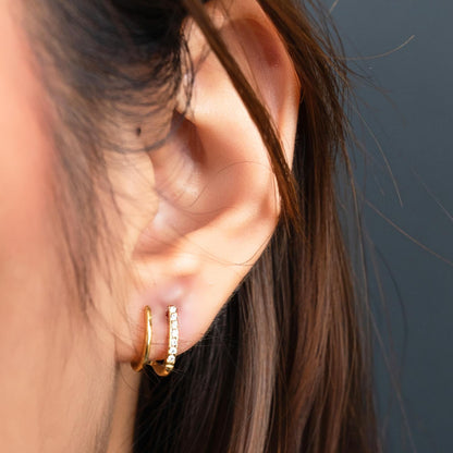 CEVY Hollow J Shaped Embedded Stud Earrings for Women's