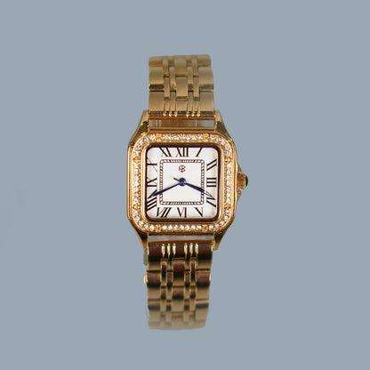 FROSELIX Gold Ice Square Roman Numerical Women's Minimalist Fashion Watch