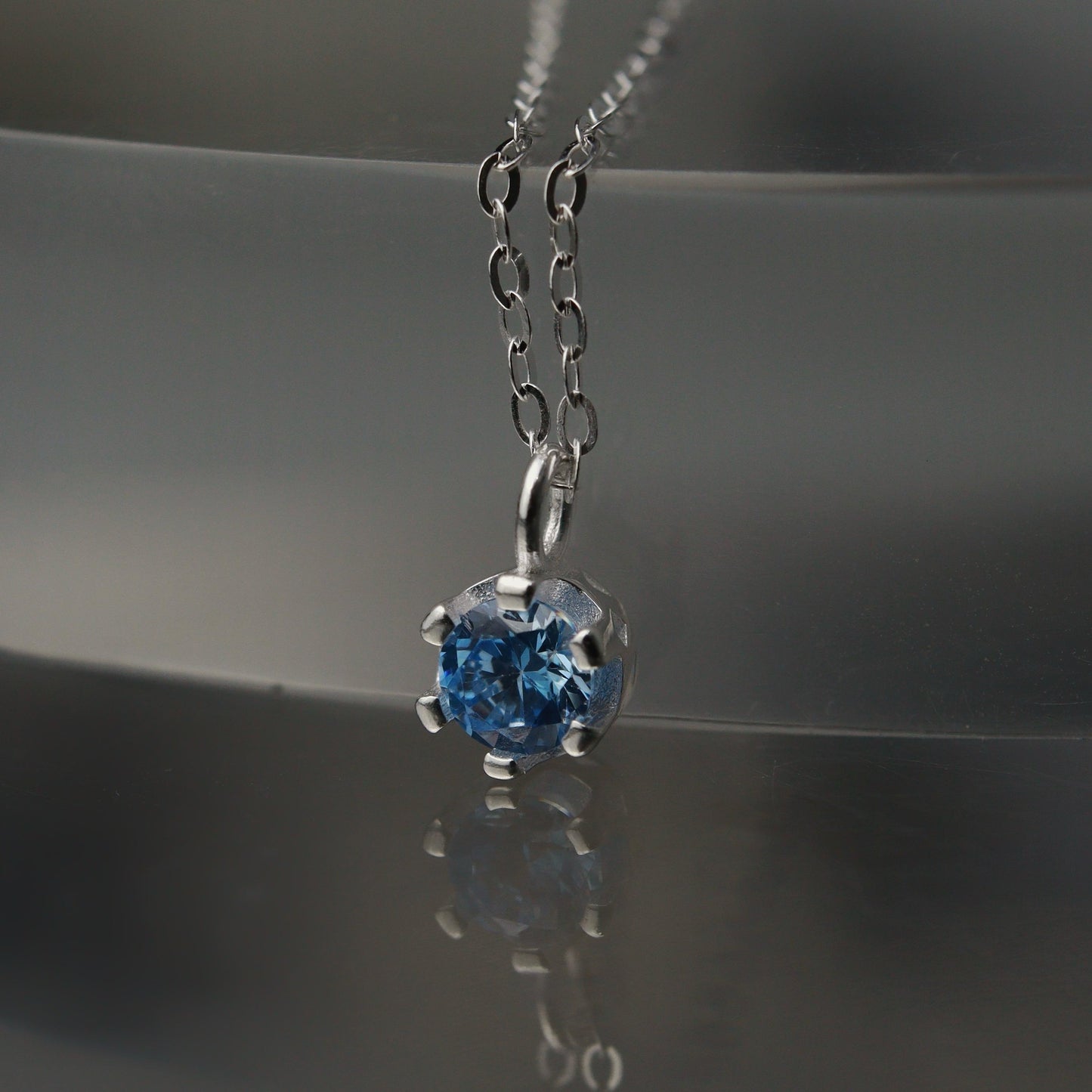 Birth Month Stones S925 Silver Pendant Chain Necklace for Women