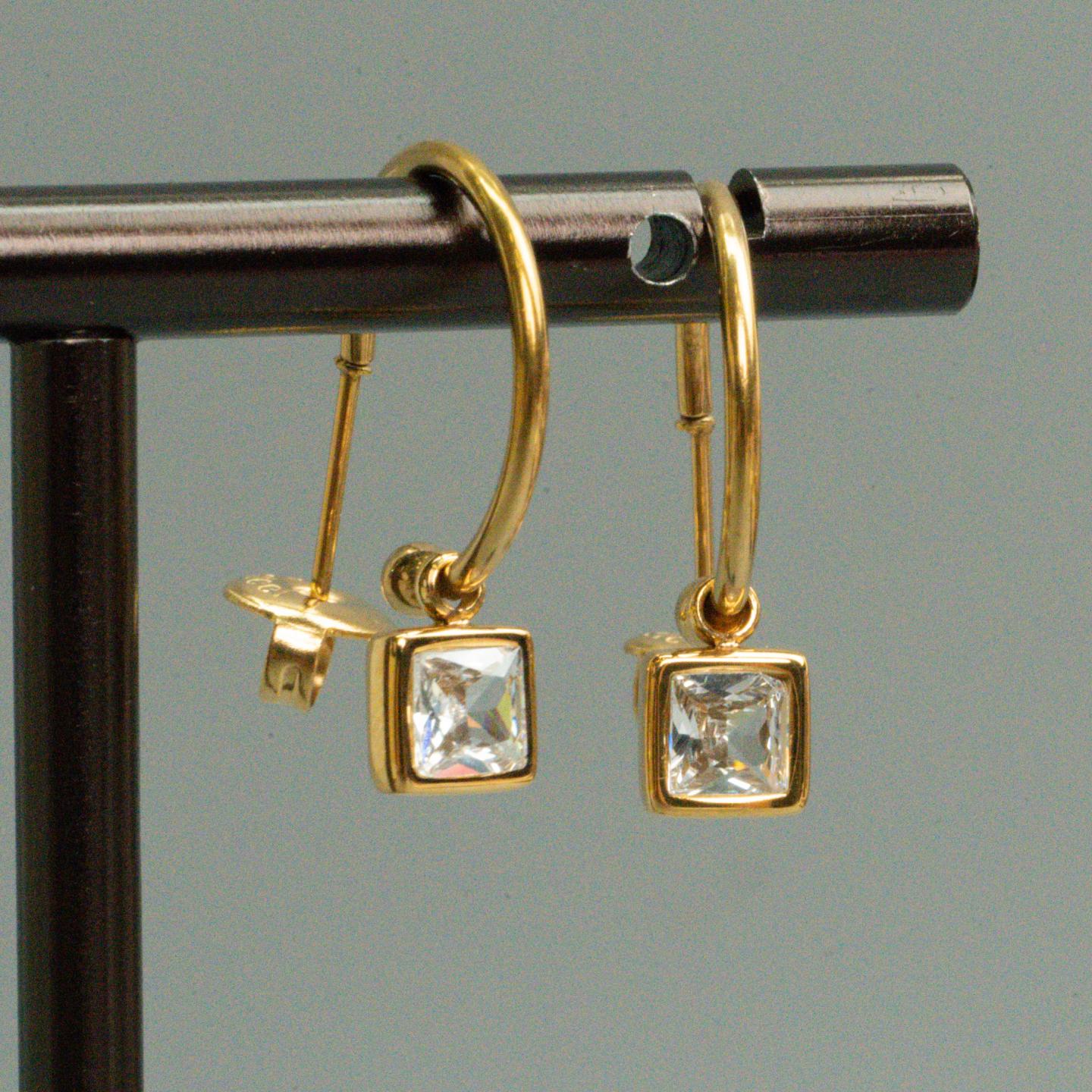 BRILLIANCE STONE Hoop Drop Earrings for Women's