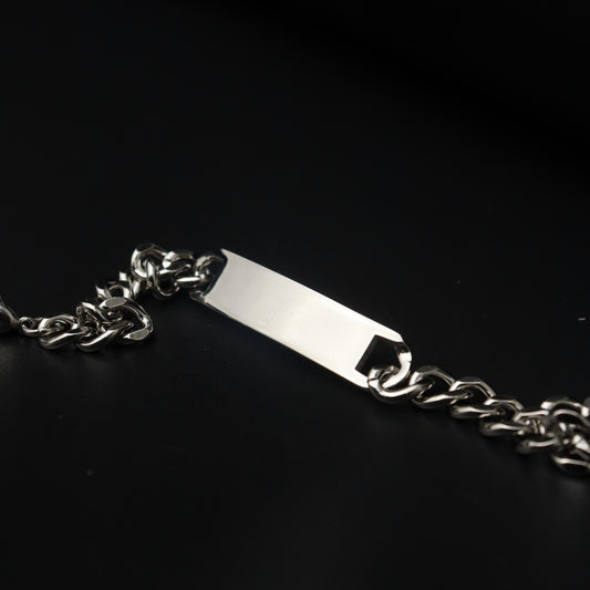 Men Jewelry ISAAC Silver Plain ID Plate Bracelet No Engraved Fashion For Men's